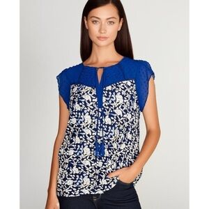 NWT DANIEL RAINN Cottage Floral Lace Short Sleeve Blouse Women’s Top Sz XS Petit